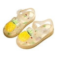 thumbnail image 3 of Gubotare Girls Dress Shoes Jelly Shoes for Toddler Girls Summer Beach Retro Jellies Sandals T-Strap Slingback Little Kids Glitter Soft Closed Toe Princess Dress Flat (Gold,Size 13.5), 3 of 9