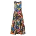 thumbnail image 2 of Uhndy Women Summer Crew Neck Sleeveless Graffiti Printed Casual Loose Maxi Dress Green 3XL-LQ, 2 of 4