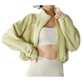 thumbnail image 1 of Women's Fleece Cropped Jacket with Drawstring Hem Green L, 1 of 7