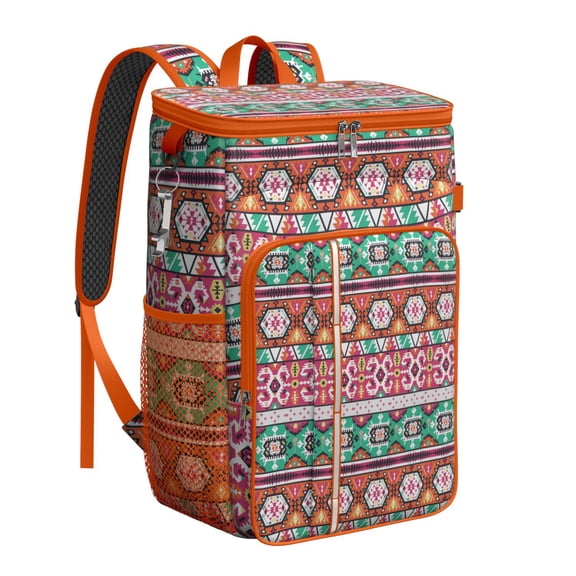 Natural Insulated Cooler Backpack - 20L Soft Cooler Bag, Floral Design for Picnic & Camping