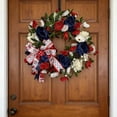 thumbnail image 5 of Bomd 250th Anniversary Patriotic Wreaths, Artificial Floral Red Blue White Flower Roses Hydrangea Daisy Patriotic Decorations for Memorial Day Independence Day Veterans Day, 5 of 5