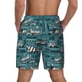 thumbnail image 3 of Kdxio Modern Excavator Print Men's Swim Trunks with Compression Liner 7 Inch Inseam Quick Dry Swim Shorts, 3 of 7