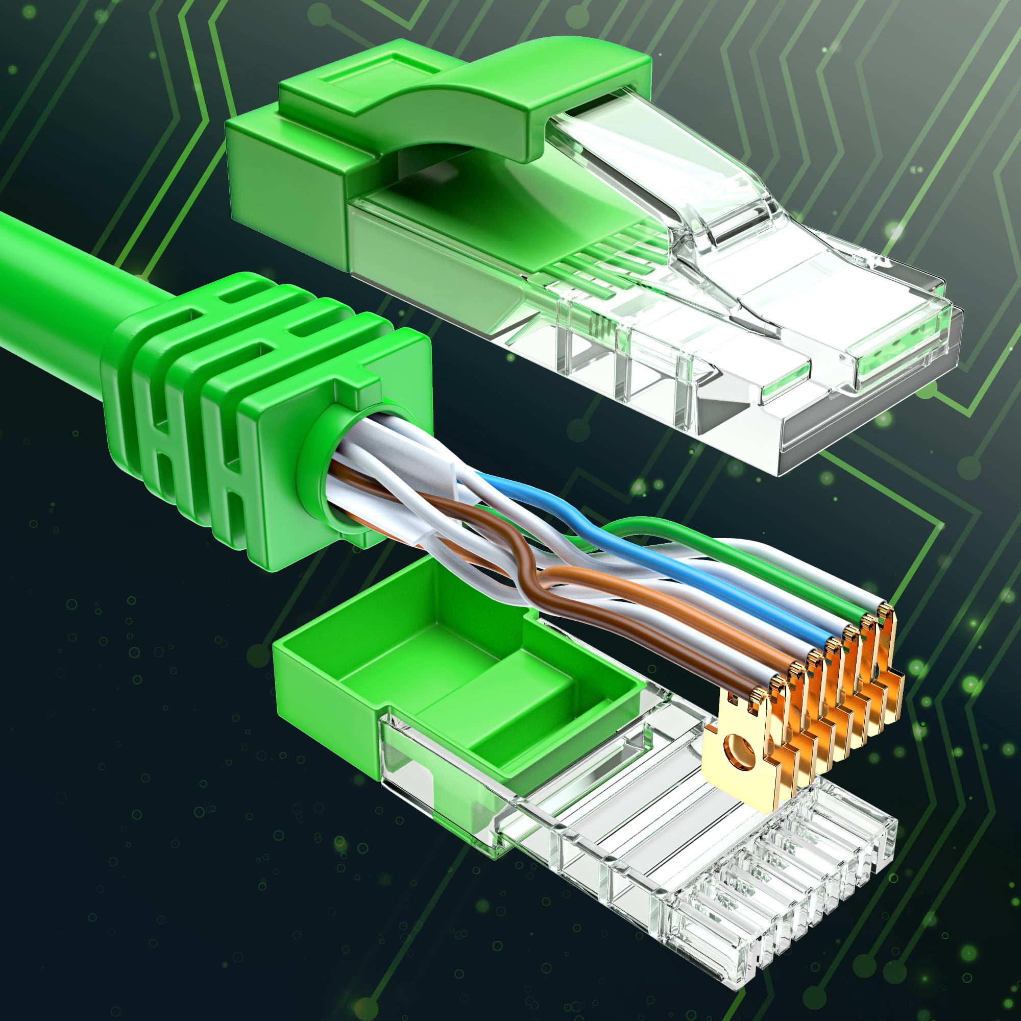 Cat 6 Ethernet Cable 75 Ft, 100% Pure Copper, Cat6 Cable LAN Cable, Internet Cable, Patch Cable and Network Cable - UTP (Green) 75 Feet