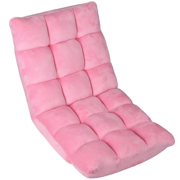 ZENSTYLE Adjustable Floor Chair Bed Couch Recliner Lazy Seat Sofa Chair Folding Gaming Lounger Padding Seat Backrest Indoor Pink