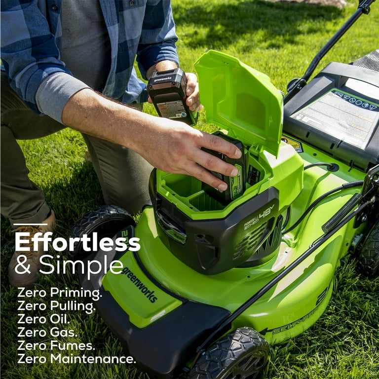 Greenworks 48V (2x24V) 20 in. Brushless Push Lawn Mower with (2) 4.0 Ah Batteries & Charger