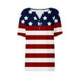 thumbnail image 3 of XWSHYW Women's Patriotic Short Sleeve V-Neck T-Shirt with American Flag Stars and Stripes Design, 3 of 5