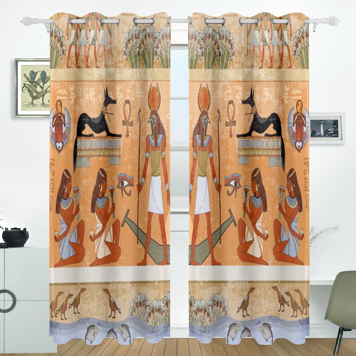 POPCreation Ancient Egypt Scene Window Curtain Blackout Curtains