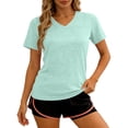 thumbnail image 3 of vdgthytj Workout Tops for Women Short Sleeve Quick Dry V-Neck T Shirt Loose Fitted Lightweight Summer Gym Athletic Basic Tops, 3 of 6