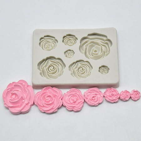 

Clearance! Blecry Seven-Hole Rose Silicone Cake Fondant Mold White Silicone Cake Rose Decorating Tools Flower Chocolate Fondant Cake Mould 1Pc Mold Cake Mould Clearance Sale