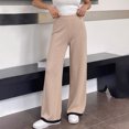 thumbnail image 4 of Kttectoa Women's Pants Knitted High Waist Straight Leg Pants Fashionable Contrasting Hem Loose Casual Lounge, 4 of 5