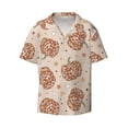 thumbnail image 2 of Lsque Groovy Disco Pumpkin print Men's Cuban Collar Short Sleeve Shirt Summer Beachwear Casual Button Down Fashionable Vacation Leisure Shirt-Large, 2 of 7