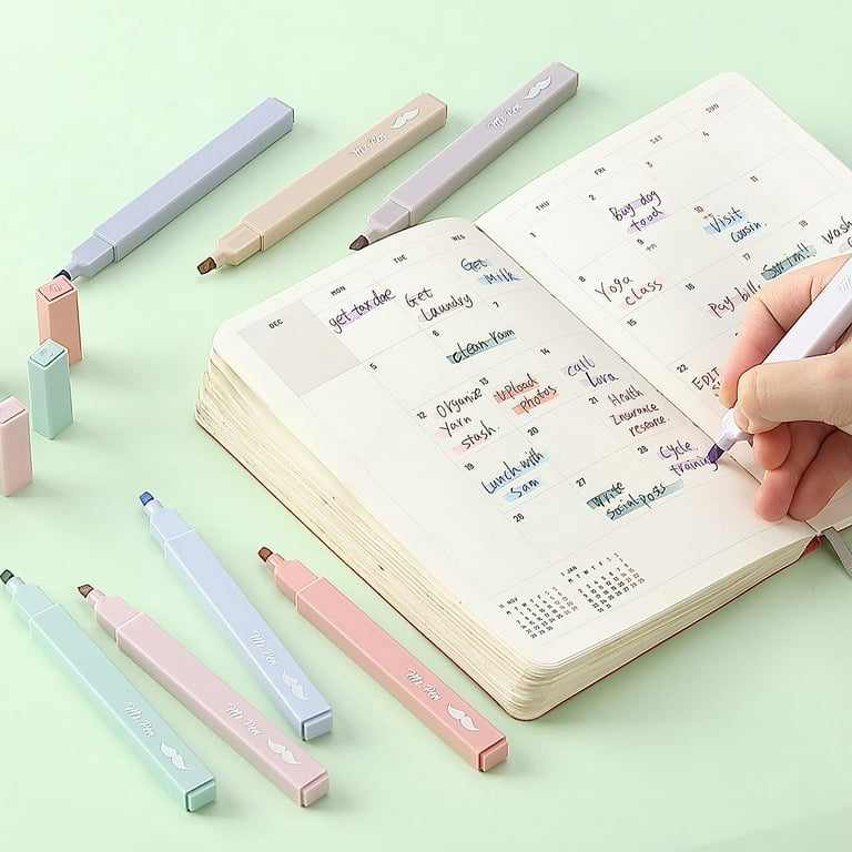 Aesthetic Highlighters, 12 Colors Pastel Bible Highlighters And Pens No  Bleed Assorted Colors, Cute Stationary Highlighter For Bible, Journal,  Planner