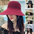 thumbnail image 2 of Women Foldable Wide Brim Straw Hats Roll Up Sun Visors Bow Summer Beach Hat, 2 of 8
