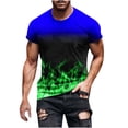 thumbnail image 2 of cllios Mens Shirt Big and Tall Gradien Flame 3D Graphic Tees Casual Short Sleeve T-Shirt Crew Neck Muscle Shirts Summer Fitness Sports Tee Shirts Green XXXL, 2 of 5