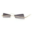 thumbnail image 5 of Womens Avant Garde Jewel Rhinestone Cross Bar Metal Rimless Rectangle Sunglasses Gold - Smoke, 5 of 7