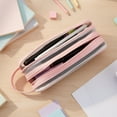 thumbnail image 4 of allydrew 2 Compartment Large Grid Transparent Mesh Pencil Case, Pencil Pouch for Stationery Tools, Makeup, and Travel, Pink, 4 of 5