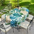 thumbnail image 3 of Tropical Leaves Outdoor Tablecloth with Umbrella Hole for Oval Table, Waterproof Green Leaf Patio Table Cloth with Zipper - 60 x 120 inches, 3 of 6
