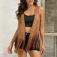 thumbnail image 2 of SHTXOZHI Womens Fringe Vest Sleeveless Open Front Cardigan Tassel Coats Trendy Outerwear, 2 of 6