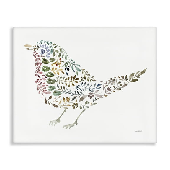 Stupell Industries Floral Nature Bird Animals Painting Wrapped Canvas Art Print Wall Art, 20 x 16