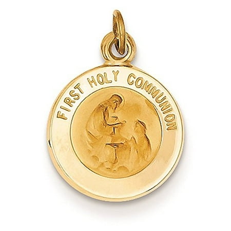 First Communion Medal Pendant - 14K Yellow Gold First Holy Communion Round Medal Charm Pendant MSRP $239
