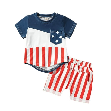 

Summer Savings Clearance! Edvintorg 0Months-3Years 4Th Of July Baby Boys Clothes Toddler Boy Summer Outfits Fashion Independence Day Cute Short Sleeve Stripe Print Casual Shorts Suit Kids Clothes Boys