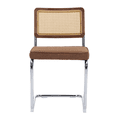 thumbnail image 2 of Tcbosik Dining Chairs Set of 2, Modern Rattan Kitchen Chair with Stainless Chrome Base, Linen Upholstered Accent Armless Chair, Easy Assembly, Coffee Color, 2 of 11
