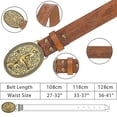 thumbnail image 5 of Unisex Western Punk Single‑Row Belt, Retro Floral Embossed Faux Leather Strap, Adjustable Size, Cowboy‑Inspired Casual Jeans Wear, Western Belt Buckle Brown 105, 5 of 6