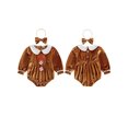 thumbnail image 2 of Cjfdfy Newborn Baby Girl Christmas Romper Gingerbread Man Velvet Long Sleeve Smocked Bubble Bodysuit And Headband Infant Cute My First Christmas Fall Winter Clothes 0-24M, 2 of 9