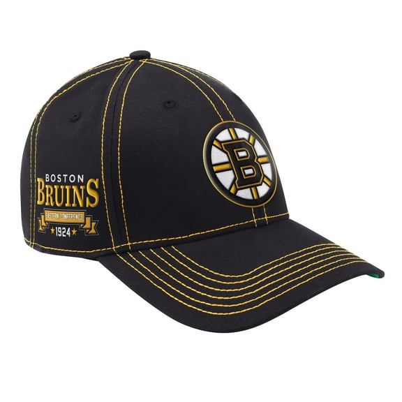 Men's-Starter  Black Boston Bruins Sphere II Curved Starfit Adjustable Hat