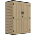 thumbnail image 6 of Dextrus Tall Outdoor Storage Shed, Vertical Lockable Tool Storage Resin Shed for Garden, Garage, Patio, No Shelves Included, Brown, 6 of 9