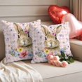 thumbnail image 2 of Easter Throw Pillow Covers 18x18 Inch Set of 2 Easter Bunny Decorative Pillow Covers Rabbit Flower Pink Plaid Cushion Cover Pillowcase for Sofa Couch Bed Home Decor, 2 of 9
