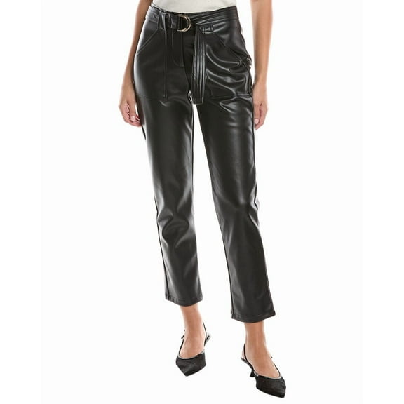 Elie Tahari womens  The Clea Vegan Leather Pant, 4, Black