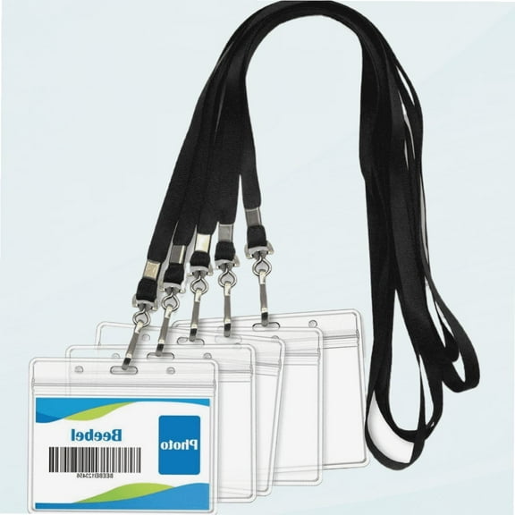 50 Pack ID Badge Holder Lanyards with Waterproof ID Card Holder Bulk Lanyard Name Badge Holder ID Lanyard Name Tag Holder