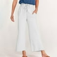 thumbnail image 7 of STETMN Women's Cotton Linen Pants Drawstring High Waist Trousers Summer Lightweight Pant, 7 of 7