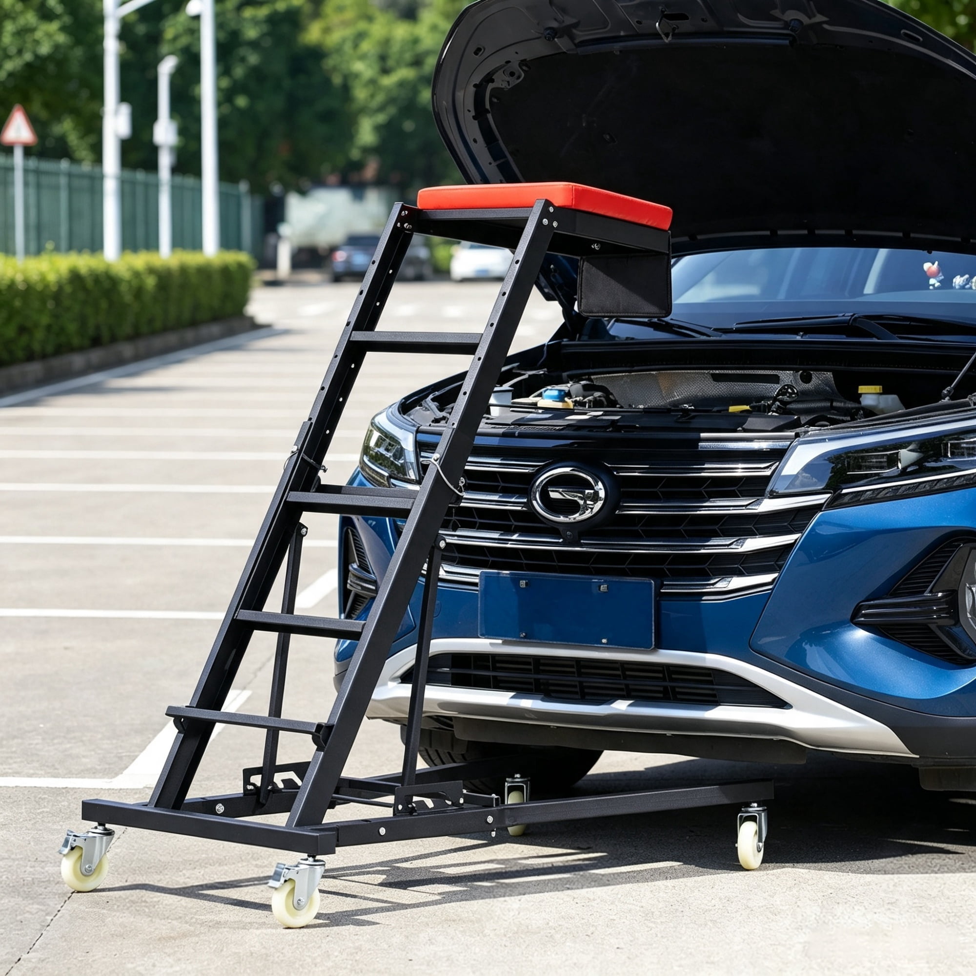 Automotive Topside Creeper (42.5"-64.8"), 400 LBS High Top Engine Creeper with Padded Deck & 4 Swivel Wheels