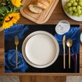 thumbnail image 4 of Blue Rose Placemats Set of 12, Vintage Abstract Garden Flower Floral Black Placemats for Dining Table, Place Mats for Kitchen Tabletop, Waterproof Wipeable Dining Table Mats Set, 4 of 9