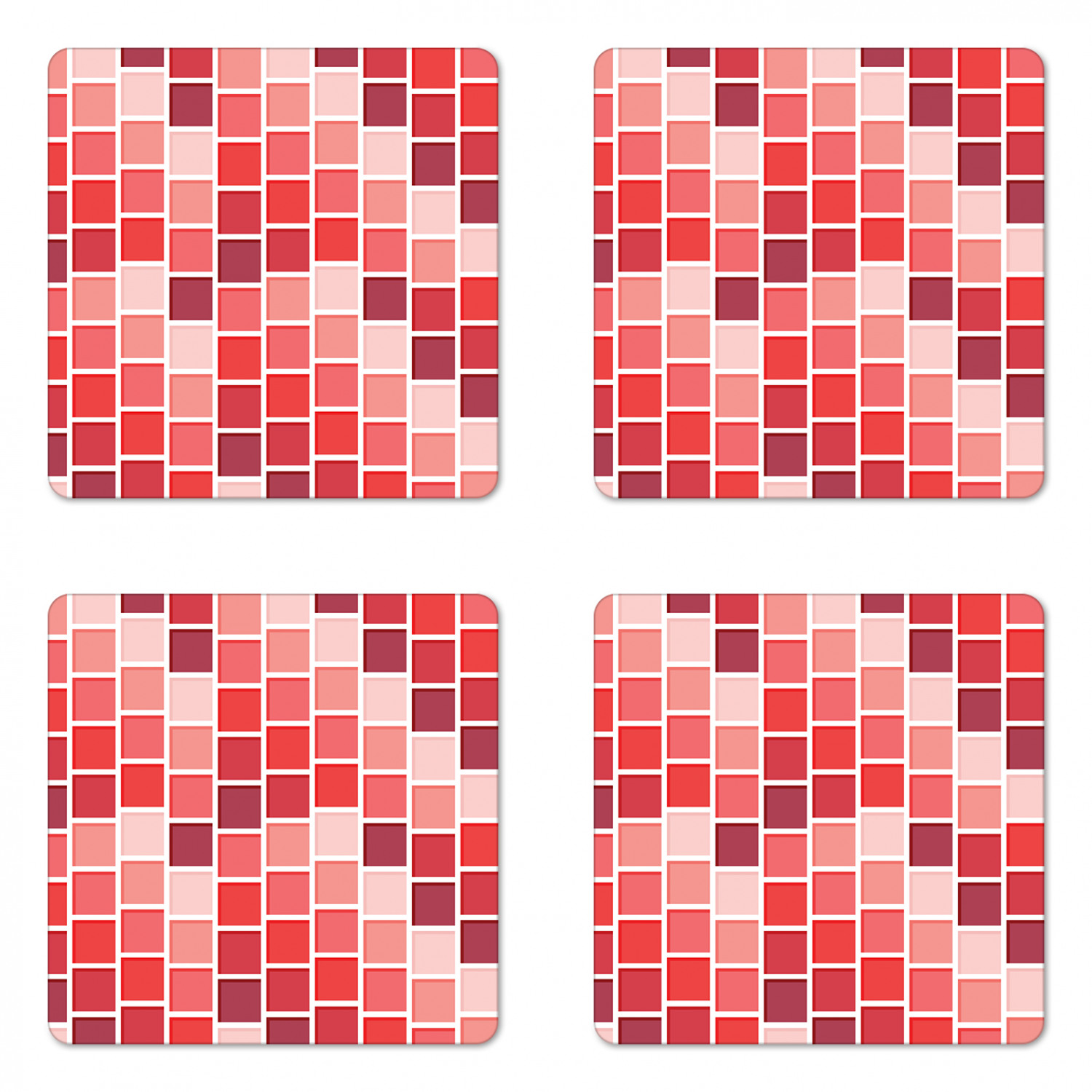 Geometric Coaster Set of 4, Tile Rectangle Square Cube Vertical Lines ...