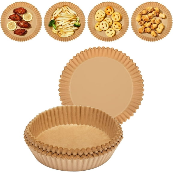 100 Pcs 6.3 Inch Round Air Fryer Disposable Paper, Non-Stick Parchment Cooking Paper for Microwave, Oil Resistant Waterproof Paper Liner for Frying Baking Cooking Roasting