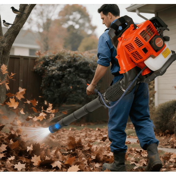 Professional Backpack Leaf Blower, 52CC Gas Leaf Blower,550CFM 2-Cycle Backpack Gas Leaf Blower with Adjustable Tubes for Wet Leaves, Snow Removal and Lawn Cleanup