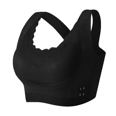 

Womens Bra Traceless Lace Side Buckle Gather Sports Yoga Anti Sagging Solid Color Underwear For Women