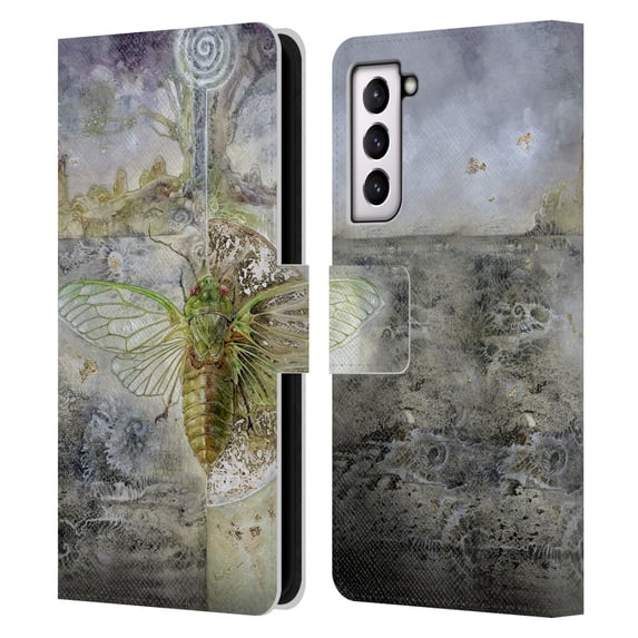 Head Case Designs Officially Licensed Stephanie Law Immortal Ephemera Cicada Leather Book Wallet Case Cover Compatible with Samsung Galaxy S21 5G