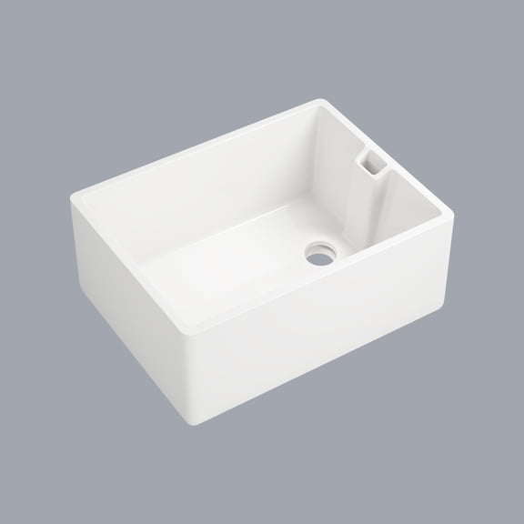 Izzovium 23.6" L x 18" W White Ceramic Single Bowl Kitchen Sink, Durable Scratch-Resistant & Easy to Clean, Perfect for Modern Kitchens