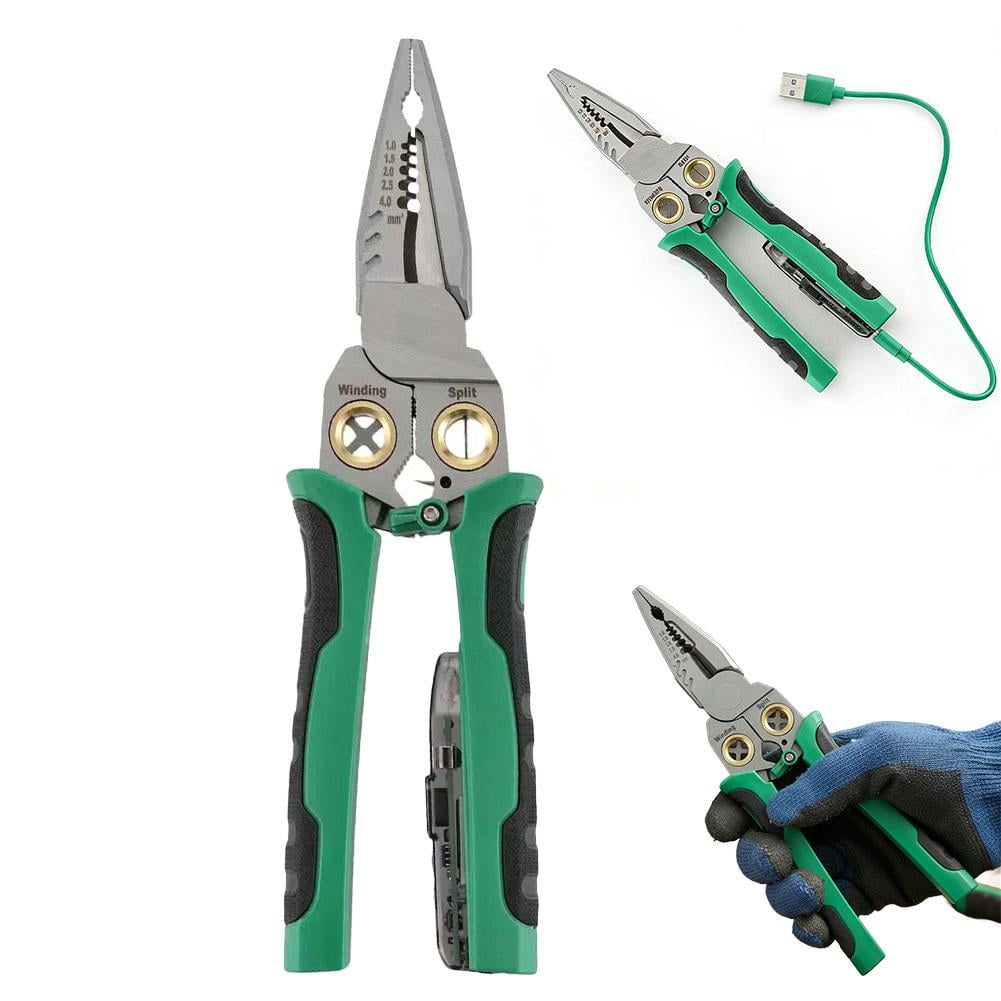 Multi-Functional Wire Stripping Pliers,Rechargeable Wire Strippers Tool with with Strippers/Crimper Wires Voltage Tester, Pl