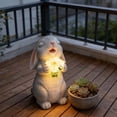 thumbnail image 4 of Clearance! Easter Solar Bunny Light, Garden Statues, Easter Bunny Decor Outdoor, Resin Figurine Holding Sunflower with LED Lights for Proch Patio Lawn Yard, Easter Birthday Gifts for Ki*ds Mom Women, 4 of 13