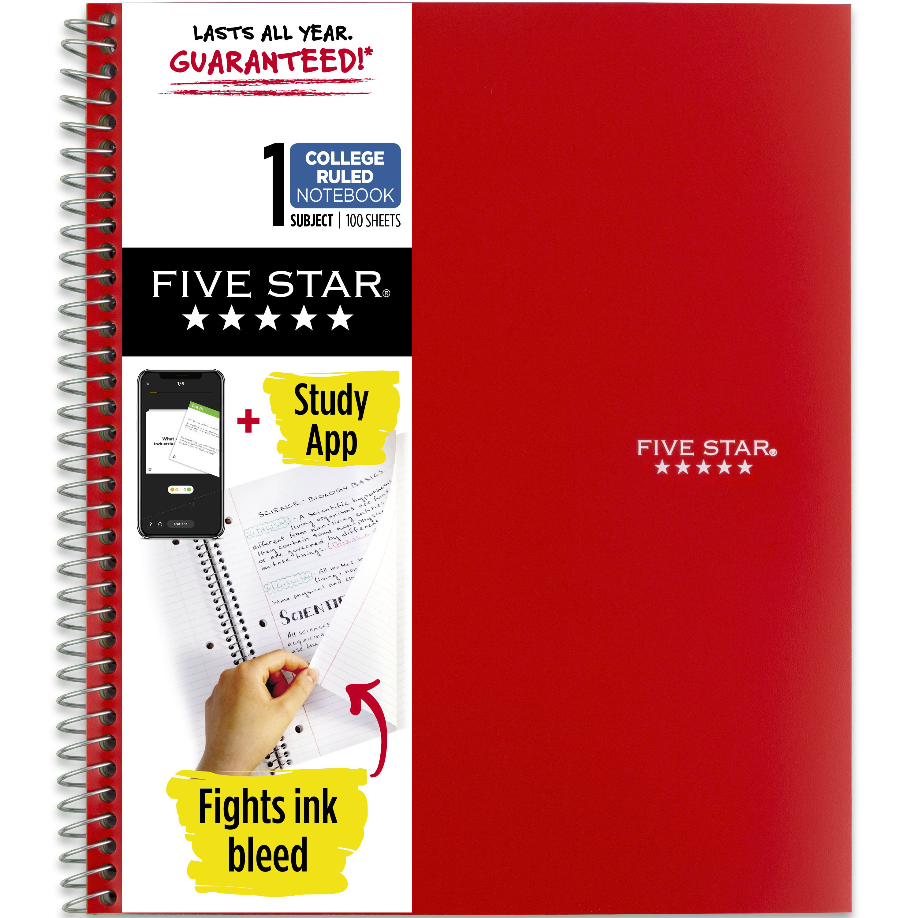 Mead Five Star 1 Notebook 1 Subject 100 Sheets College Ruled Notebook 