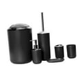 thumbnail image 2 of Juego de accesorios de baño de 6 piezas, soporte de plástico para cepillo de dientes, taza para dientes, cepillo para inodoro, bote de basura, jabonera, botella exprimible, negro Methold HA7534-04B, 2 of 6