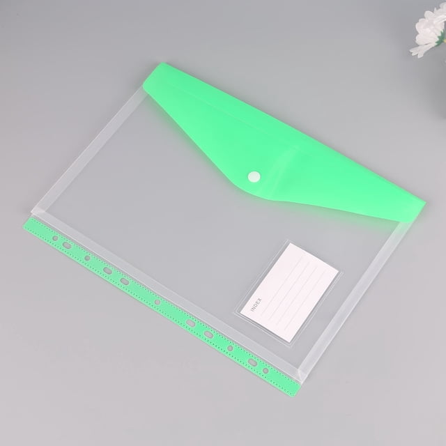 Binder Pocket, Plastic Envelopes Binder Folders, 11 Holes Expandable Binder Folders for 2/3/4 Ring, Document Pouch with Snap Button & Label Loose-Leaf Transparent for Office School Home, 12.17x9.65"