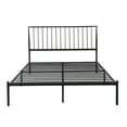 thumbnail image 3 of Queen Size Bed Frame with Angled Headboard, Metal Platform Bed with Slats, No Box Spring Needed, Modern Farmhouse Bedroom Furniture, 3 of 5