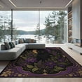 thumbnail image 2 of ODIKA 8'x10' Washable Area Rug Black Purple Mystical Cat and Floral Motif Design Celestial with Lavender for Living Room, Under Sectional, Family , Durable, Non-Slip, 2 of 7