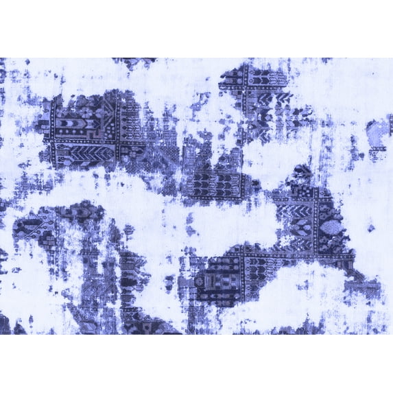 Ahgly Company Machine Washable Indoor Rectangle Abstract Blue Modern Area Rugs, 2' x 4'